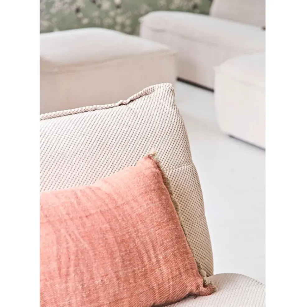 Canapé modulable 4 places avec pouf ivoire - Aubin