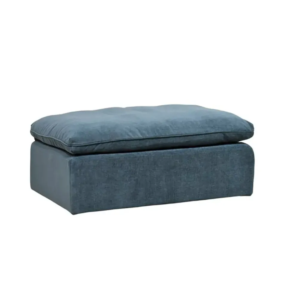 Canapé modulable 3 places bleu grisé avec pouf - Auguste