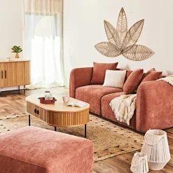 Canapé modulable 3 places terracotta avec pouf - Andrea
