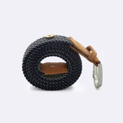 Ceinture tressée bleu marine et écru taille unique