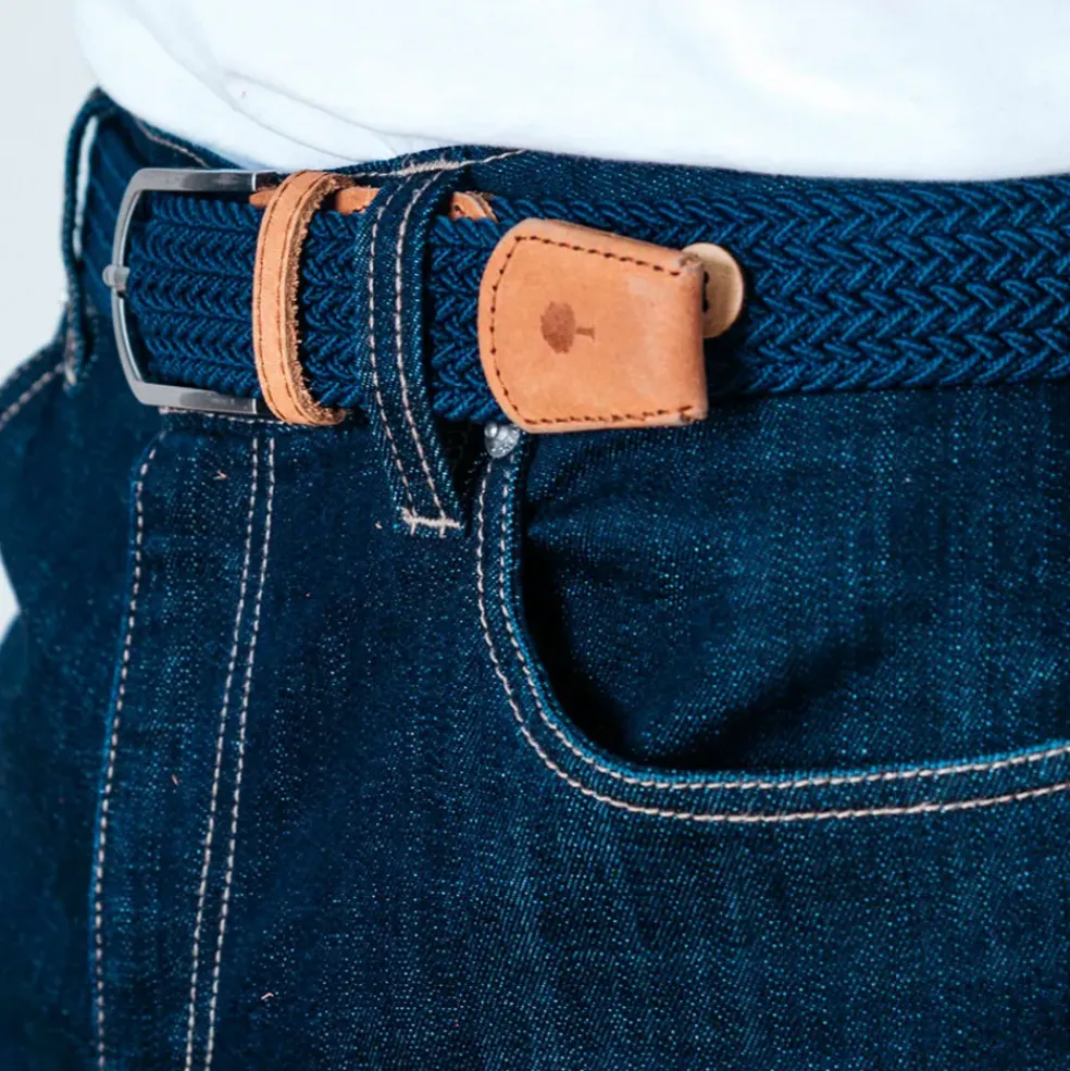 Ceinture tressée bleu marine taille unique