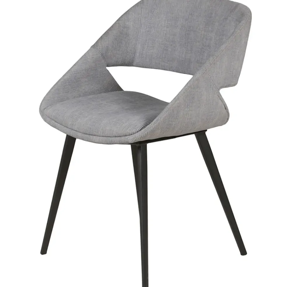 Chaise avec accoudoirs en velours côtelé gris clair - Alma