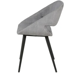 Chaise avec accoudoirs en velours côtelé gris clair - Alma