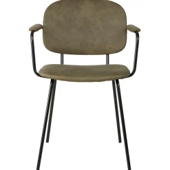 Chaise avec accoudoirs en tissu effet daim kaki - Aston