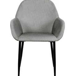 Chaise avec accoudoirs en velours côtelé gris - Julia