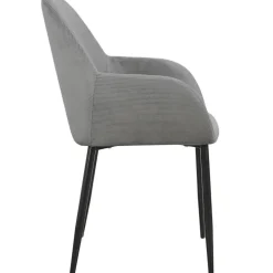 Chaise avec accoudoirs en velours côtelé gris - Julia