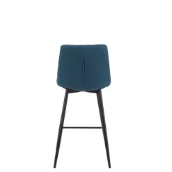 Chaise de bar en tissu matelassé bleu pétrole - Lilly