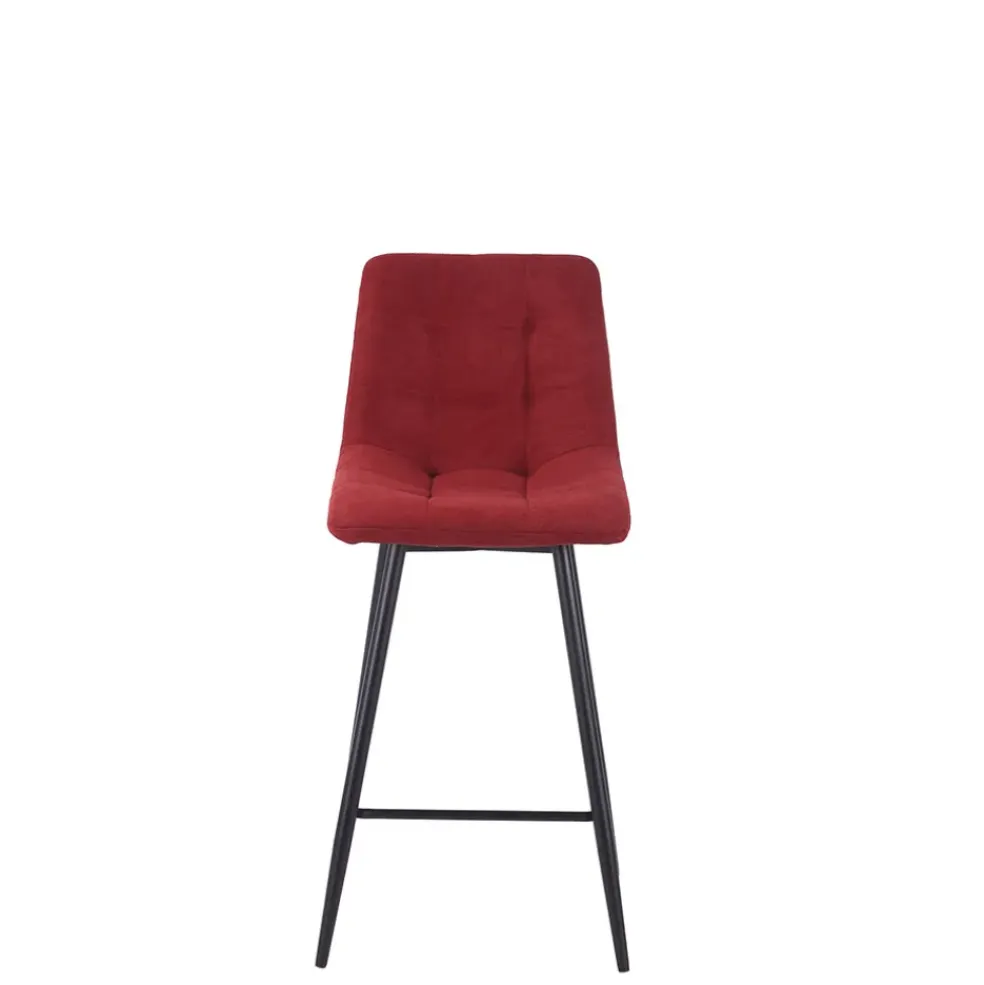 Chaise de bar en tissu matelassé cerise - Lilly