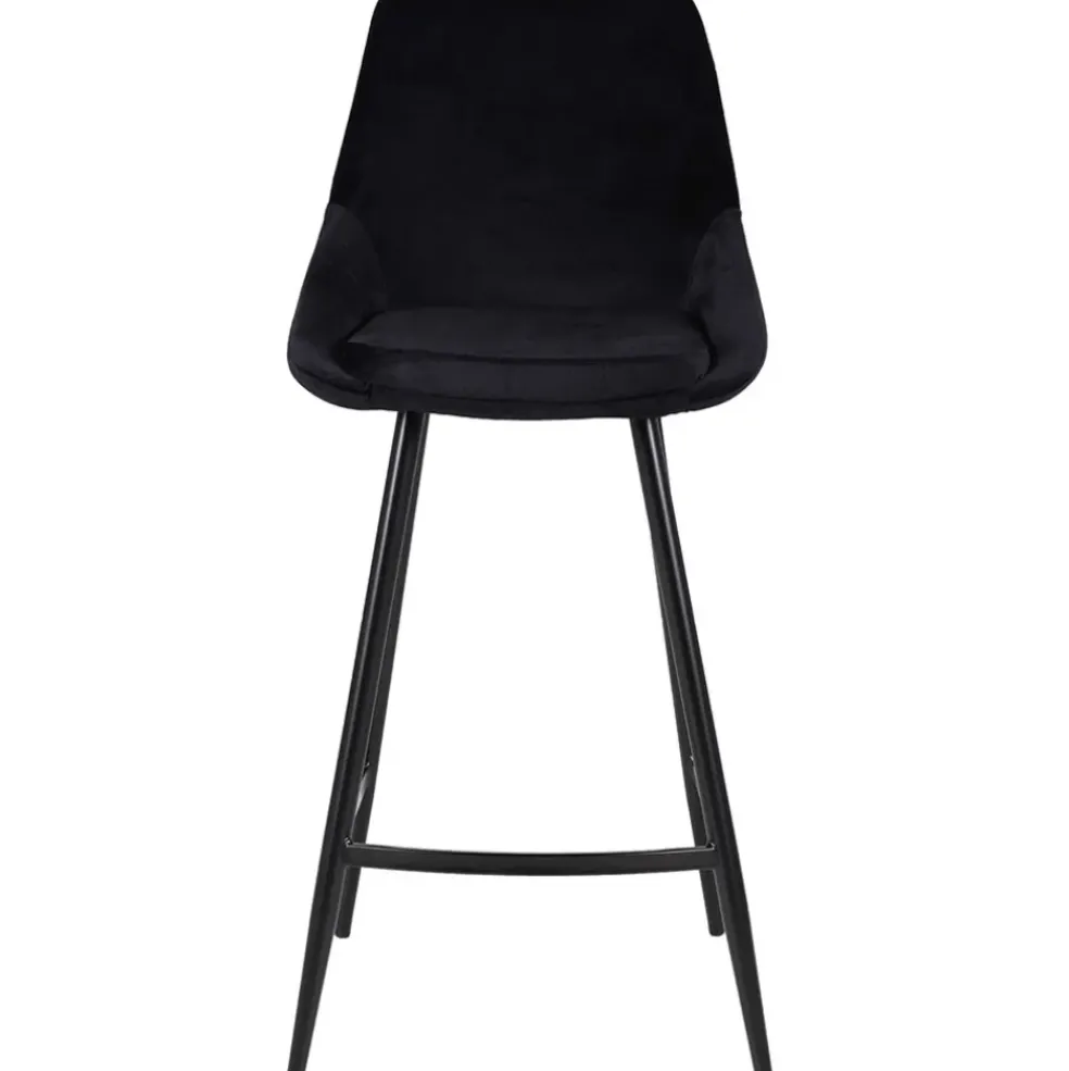 Chaise de bar en velours côtelé noir h75cm - Ben