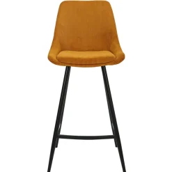 Chaise de bar en velours côtelé jaune curry h67cm - Ben