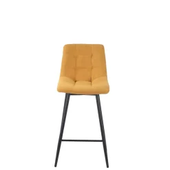 Chaise de bar tissu matelassé moutarde - Lilly