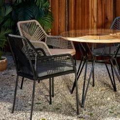 Chaise de jardin empilable en résine tressée noir - Seville