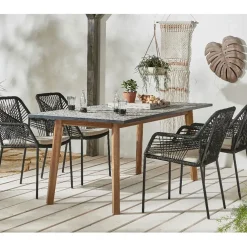 Chaise de jardin empilable en résine tressée noir - Seville