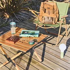 Chaise de jardin pliante en bois de hêtre et tissu vert - Mariposa