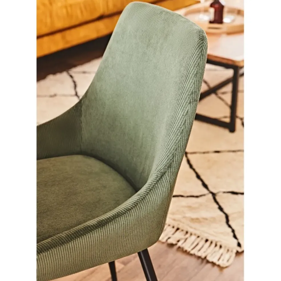 Chaise de salle à manger en velours côtelé kaki - Ben