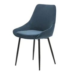 Chaise de salle à manger en velours côtelé bleu - Ben