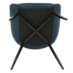 Chaise de salle à manger en velours côtelé bleu - Ben