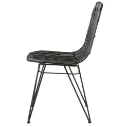 Chaise en rotin naturel et metal noir - KUBU