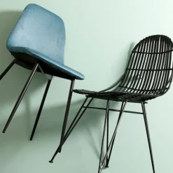 Chaise en rotin naturel et metal noir - KUBU