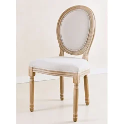Chaise medaillon en bois d'hévea beige