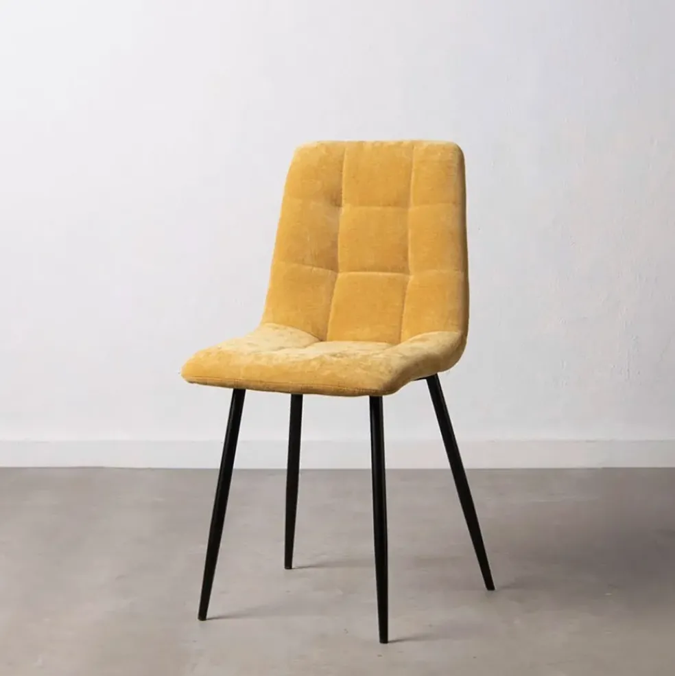 Chaise salle à manger en tissu jaune - Mony