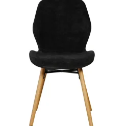 Chaise salle à manger en tissu soft touch noir - Keri