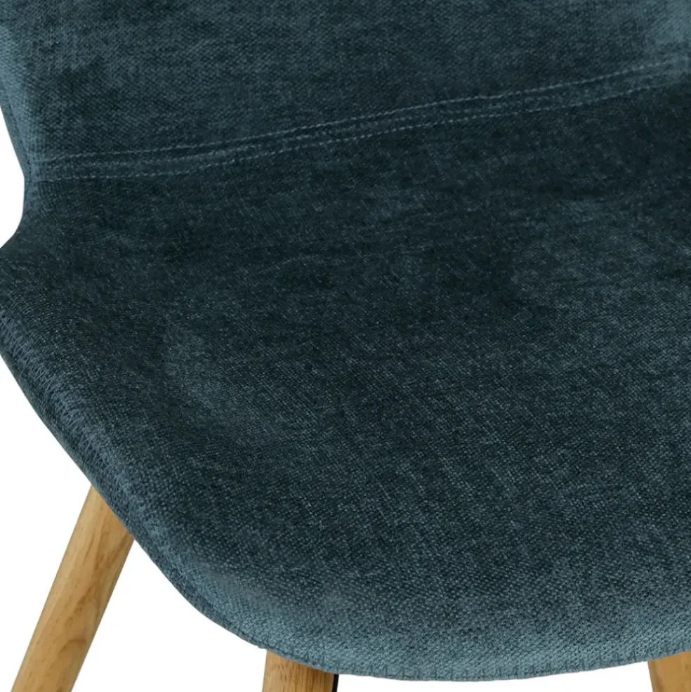 Chaise salle à manger en tissu soft touch bleu foncé - Keri