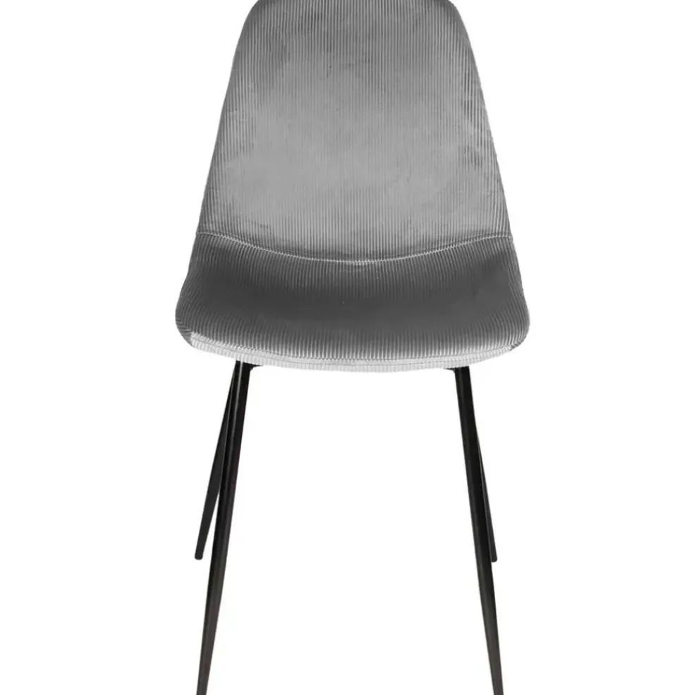 Chaise salle à manger en velours cotelé gris - Julia