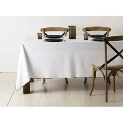 Chemin table corino blanc 160x50cm coton lavé 170g/m2
