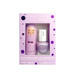 Coffret duo baume à lèvres parfum guimauve et vernis à l'eau violet