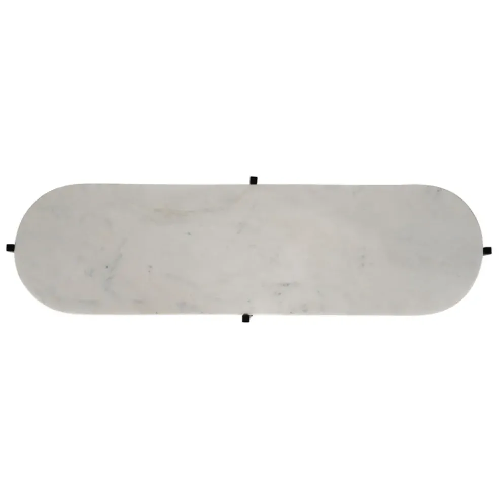 Console avec étagère en marbre et fer blanc et noir 100x30xh80cm - Eskela