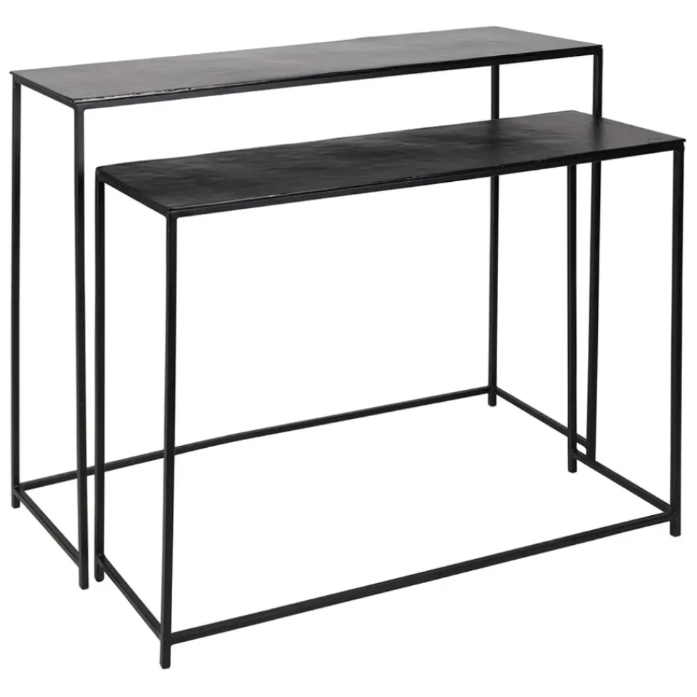 Console gigogne (x2) en fer noir - Felia