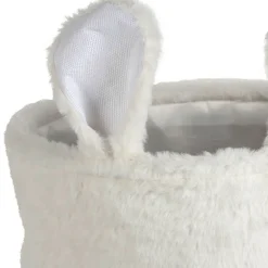 Corbeille ourson en velours écru h35cm - Songes