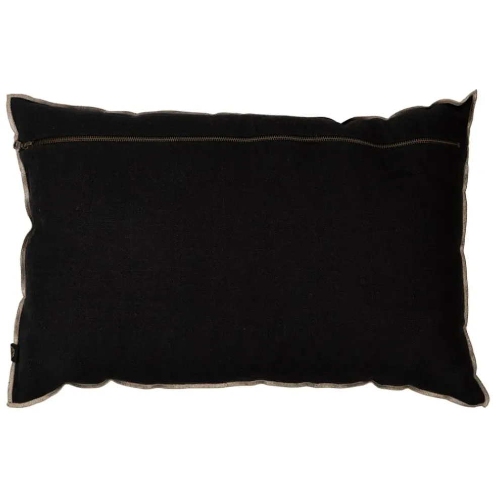 Coussin chennai noir 40x60cm en lin lave