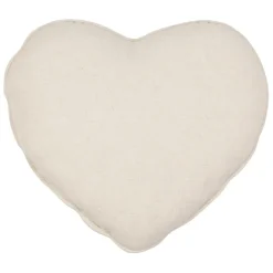 Coussin cœur en coton beige 40x35cm - Lucile