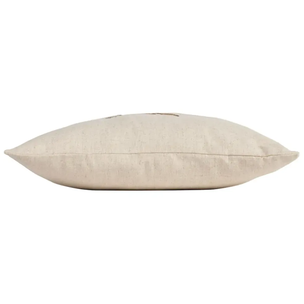 Coussin en coton et lin naturel et brun 45x45cm - A la ferme