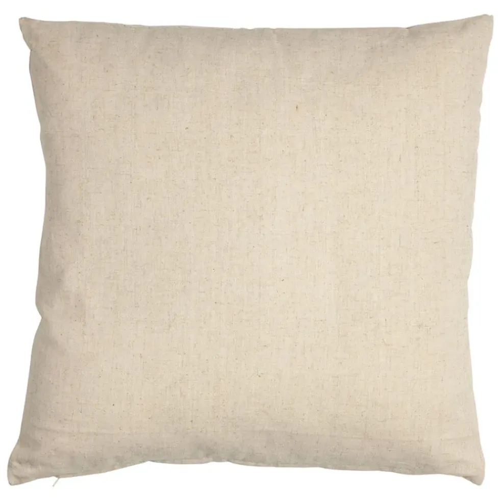 Coussin en coton et lin naturel et jaune pale 45x45cm - A la ferme