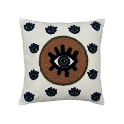 Coussin en coton Oeil Protecteur marron 40x40cm - Influence