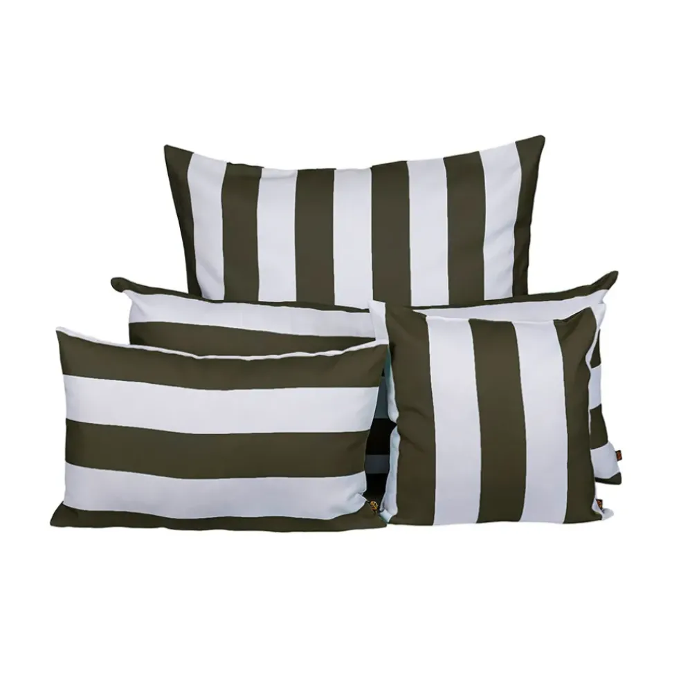 Coussin extérieur rayé kaki 40x60cm - Riviera