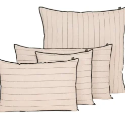 Coussin rayé en lin et coton naturel 45x45cm- Calvi II