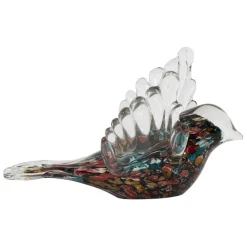 Déco moineau en verre multicolore - Serin