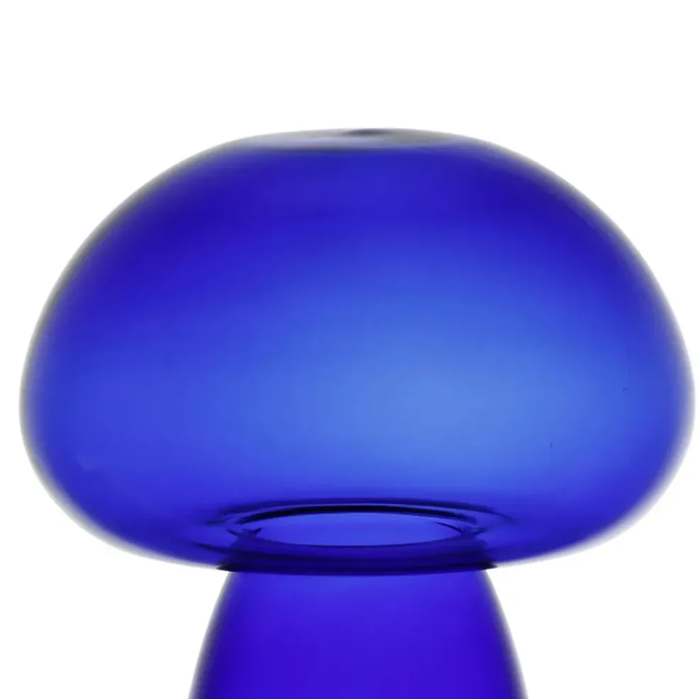 Décoration champignon en verre indigo H15,5cm - Dilacia