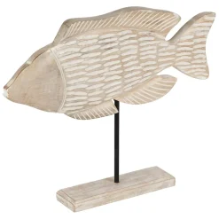 Décoration poisson en manguier et fer blanchi - Amarres