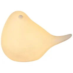Deco led oiseau en porcelaine blanc h11cm - Ilobo