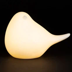 Deco led oiseau en porcelaine blanc h11cm - Ilobo