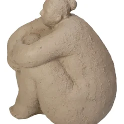 Decoration femme polyresine beige d14.5xh16.5cm