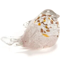 Decoration oiseau en verre mouchete rose - sulfure