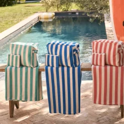 Drap de plage en coton rayé indigo et blanc 180x90cm - Palma