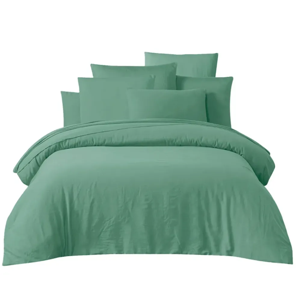 Drap housse en coton céladon 160x200cm - Taloa