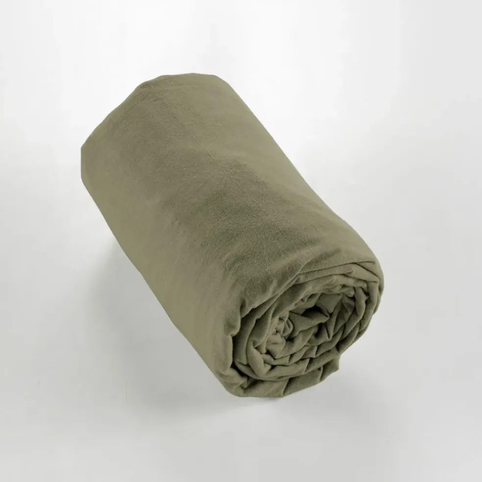 Drap housse en flanelle romarin 140x190cm - Candice